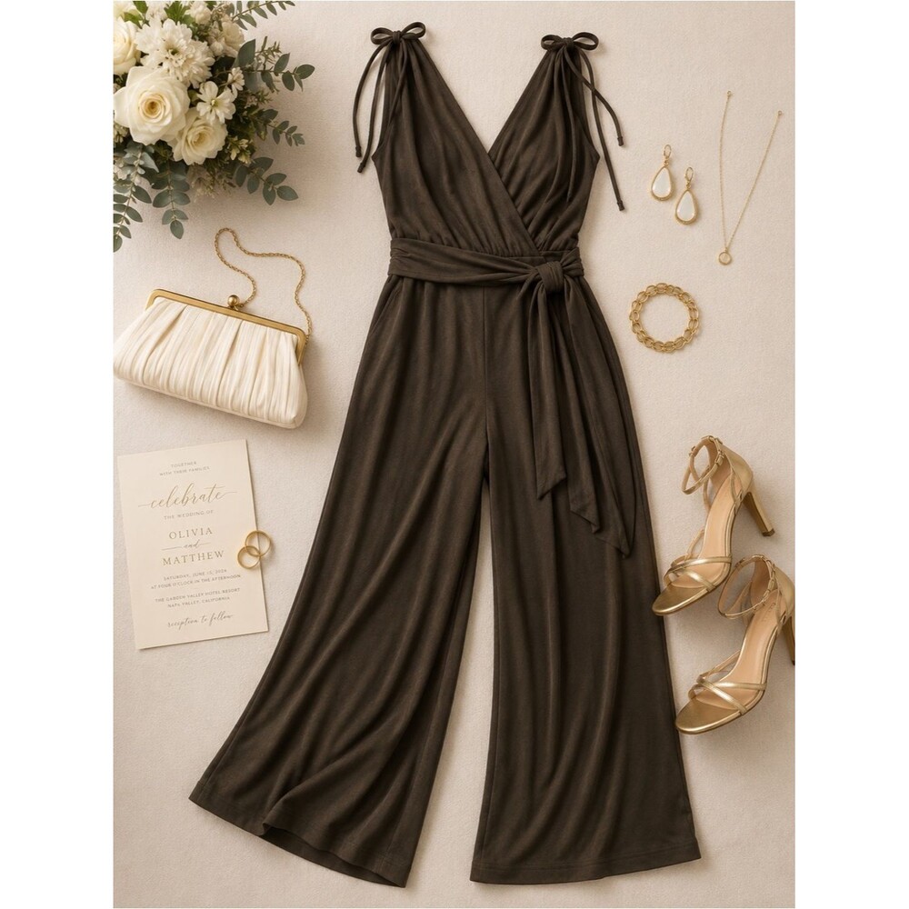 Anthropologie Moulinette Soeurs Alisande Olive Wide Leg Jumpsuit Large